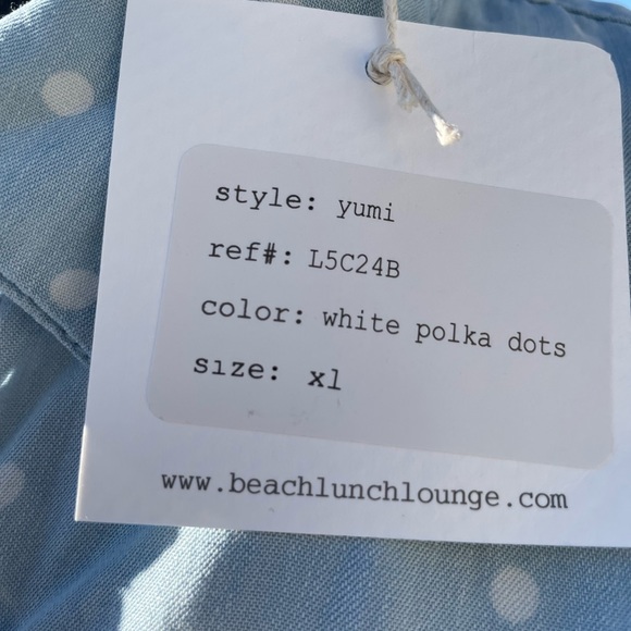 blue and white poka dot button down by beachlunchlounge with tag - Picture 4 of 9